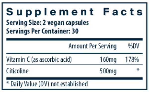 Citicoline Cognizin 250 mg Supplement Facts Label