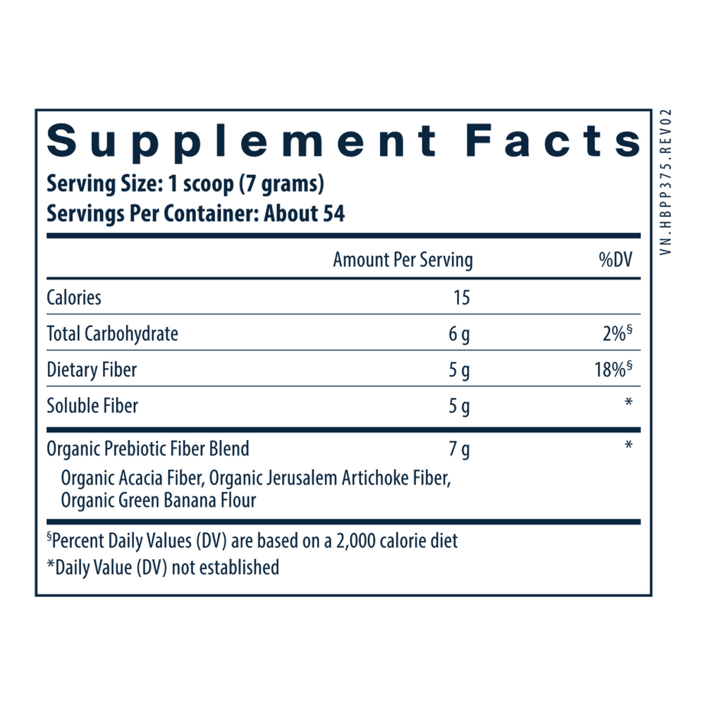 PRE Biotic Powder Supplement Facts Label