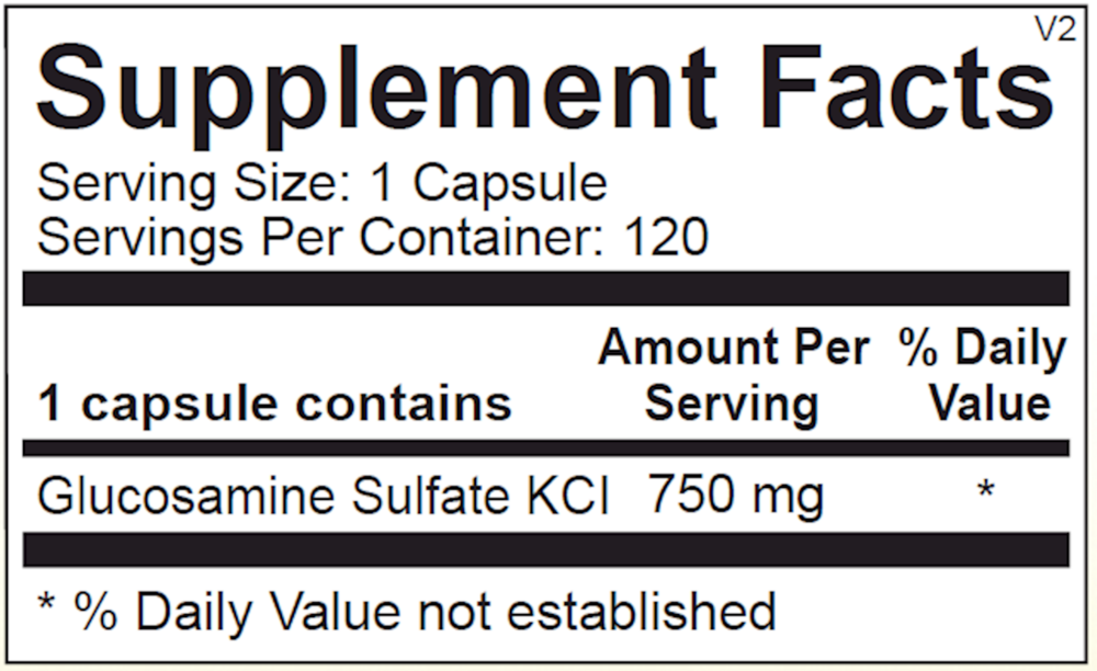 Glucosamine Sulfate Supplement Facts Label