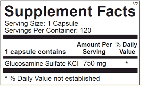 Glucosamine Sulfate Supplement Facts Label