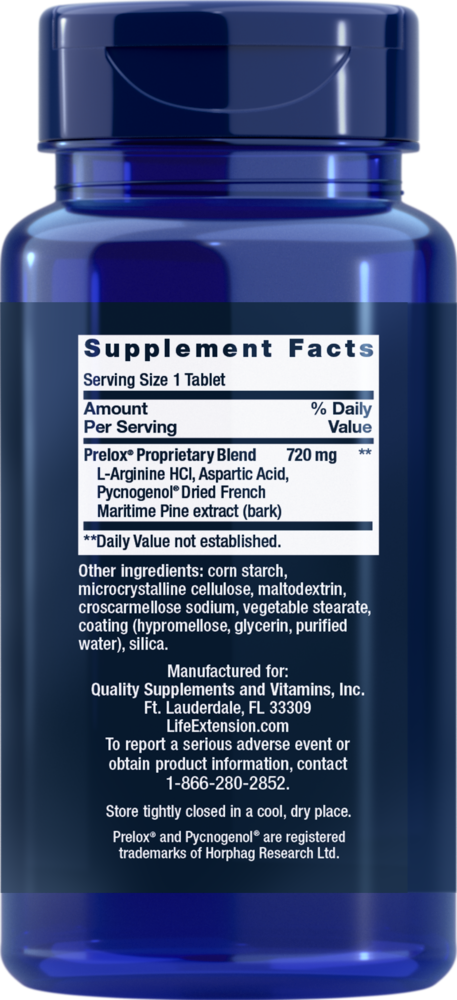 Prelox Enhanced Sex For Men Supplement Facts Label