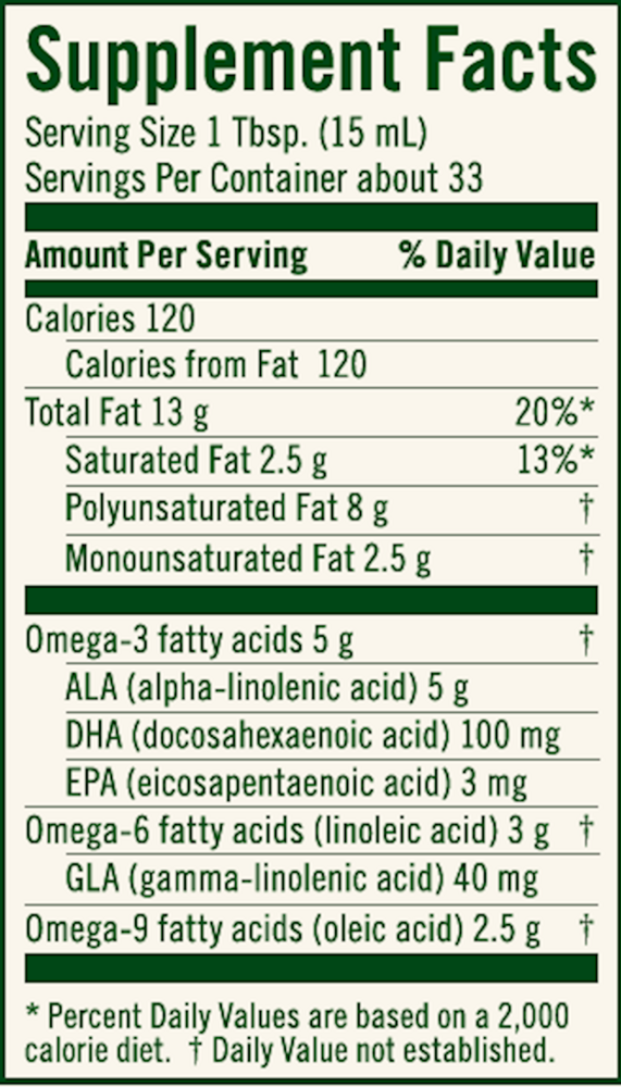 Udo's Choice DHA Oil Blend Supplement Facts Label