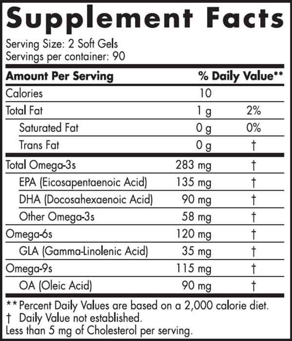 Complete Omega Junior Supplement Facts Label