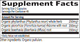 Liver Kidney Supplement Facts Label