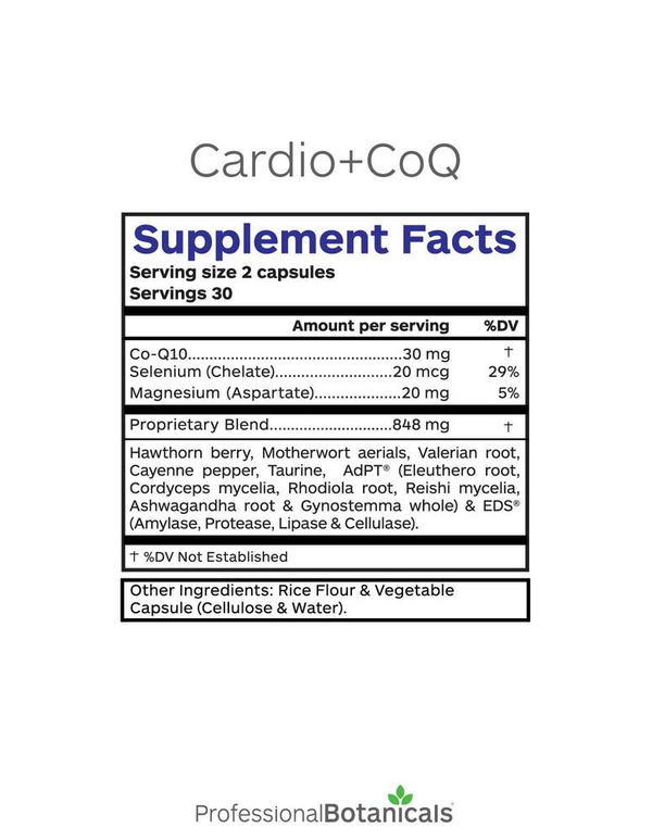 Cardio+CoQ Supplement Facts Label