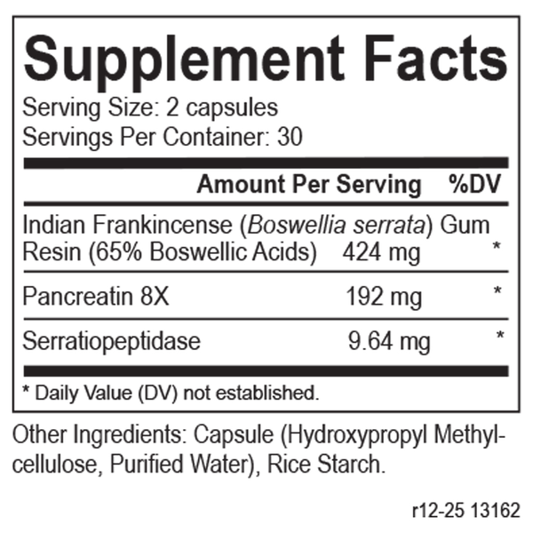 BoswelliaZyme Complex Supplement Facts Label
