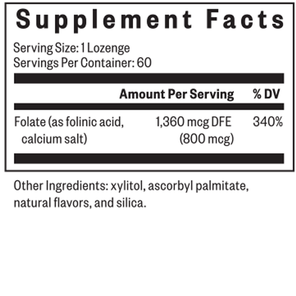Folinic Acid Lozenge Supplement Facts Label