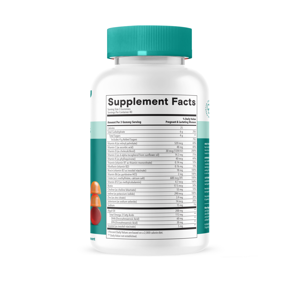 Prenatal Plus Multi & Omegas Supplement Facts Label