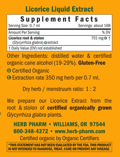 Licorice/Glycyrrhiza glabra Supplement Facts Label