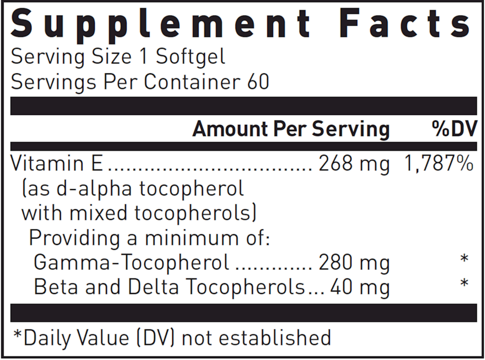 Nutri-E 400™ Forte Supplement Facts Label