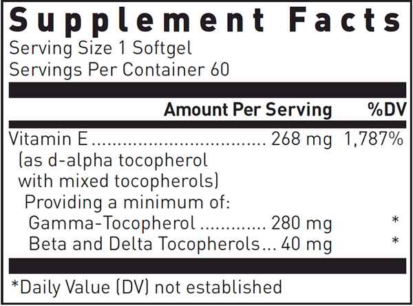 Nutri-E 400™ Forte Supplement Facts Label
