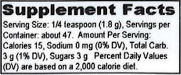 Blueberry Solid Extract Supplement Facts Label
