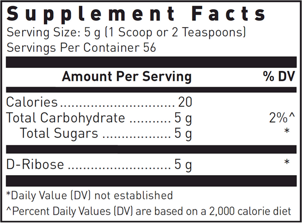 Corvalen D-Ribose Supplement Facts Label