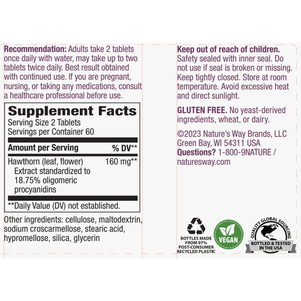 HeartCare Supplement Facts Label