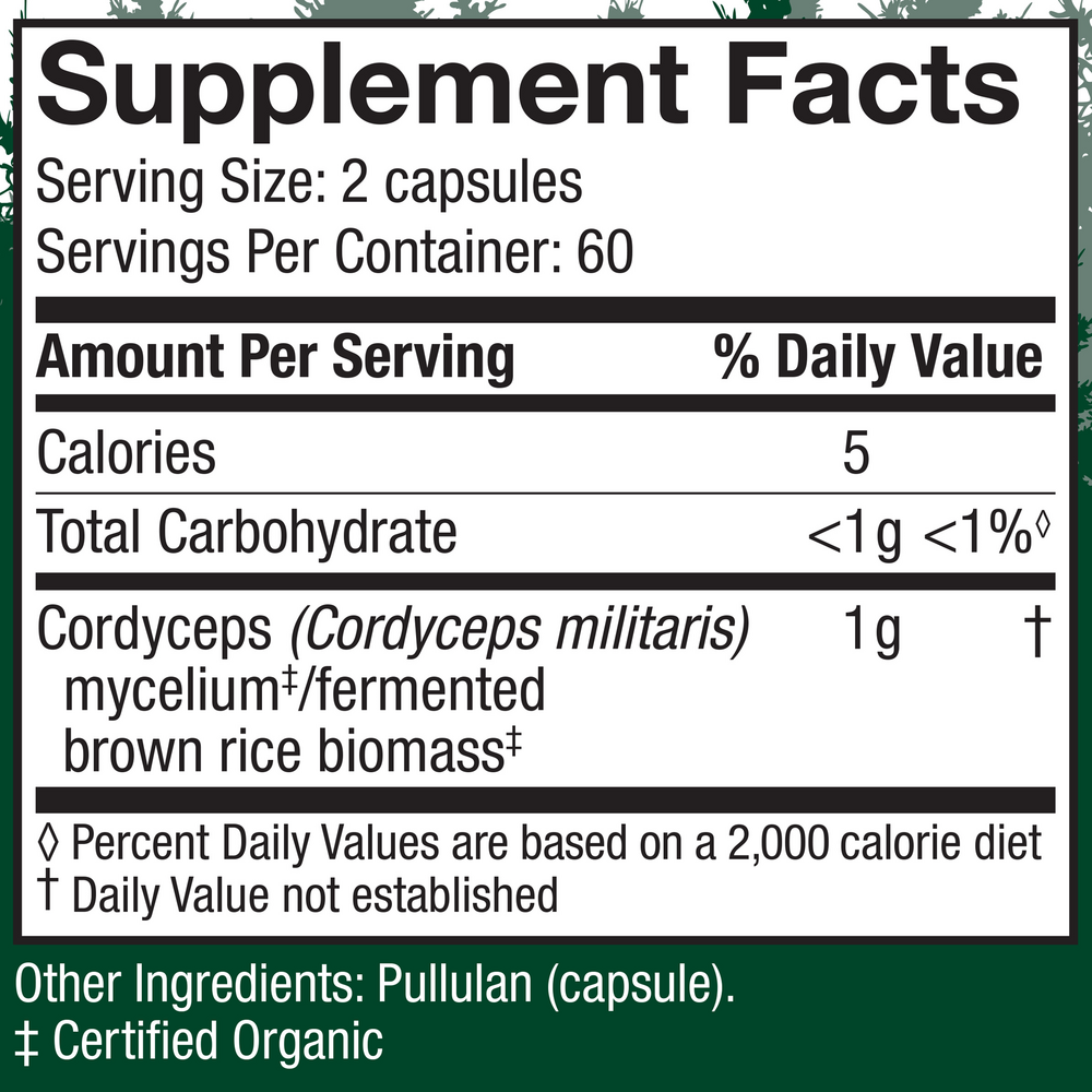 Cordyceps - CAPSULES Supplement Facts Label