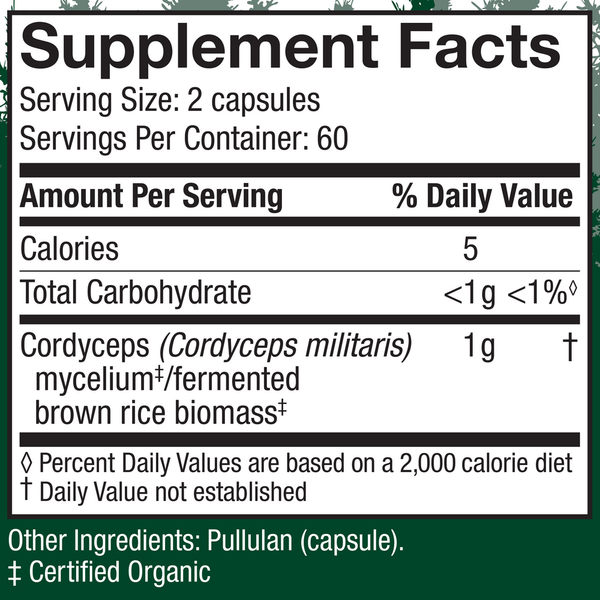 Cordyceps - CAPSULES Supplement Facts Label