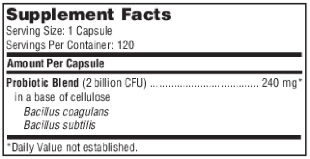 Ther-Biotic Biospora Supplement Facts Label