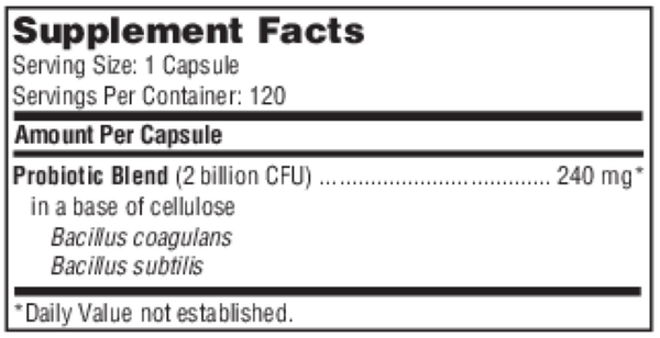 Ther-Biotic Biospora Supplement Facts Label