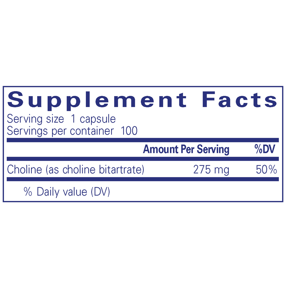Choline (bitartrate) Supplement Facts Label