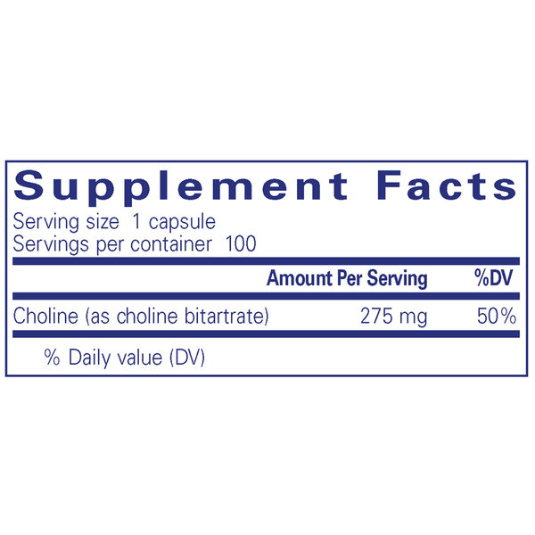 Choline (bitartrate) Supplement Facts Label