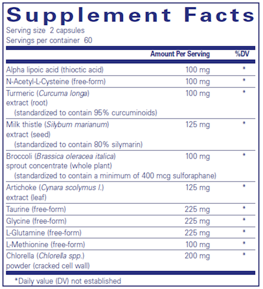 Liver-G.I. Detox Supplement Facts Label