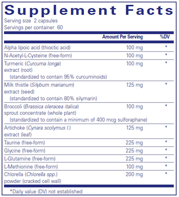Liver-G.I. Detox Supplement Facts Label