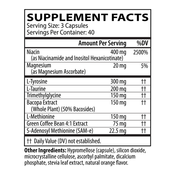 Full Focus Supplement Facts Label