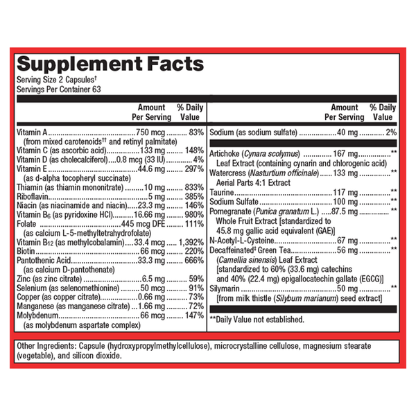AdvaClear Supplement Facts Label