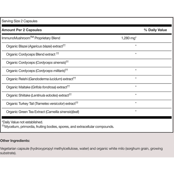 Ther-Biotic ImmunoMushroom (ImmunoMax) Supplement Facts Label