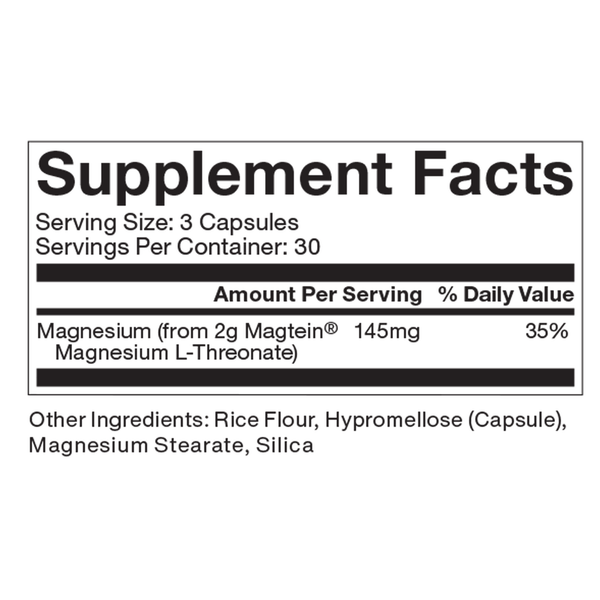 Magnesium L-Threonate Supplement Facts Label