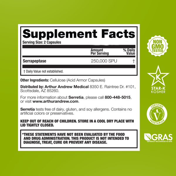 Serretia Supplement Facts Label