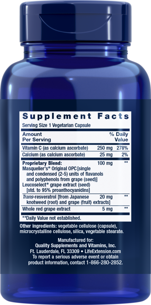 Grapeseed Extract Supplement Facts Label