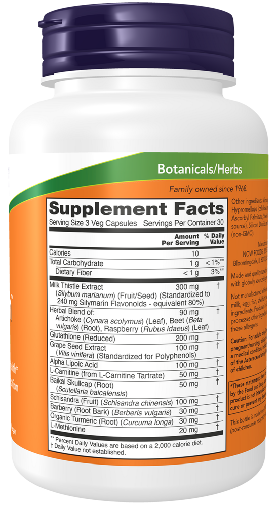 Liver Refresh Supplement Facts Label