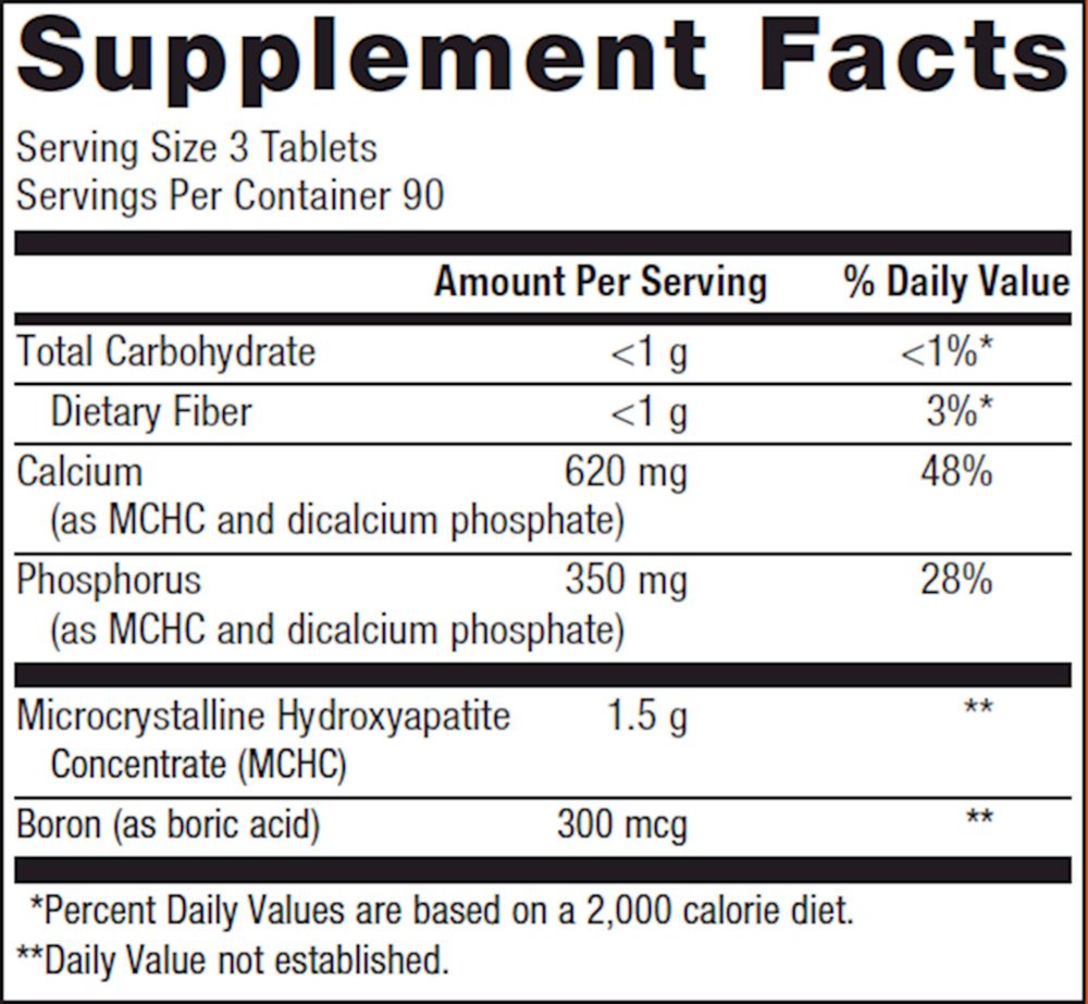 Bone Builder with Boron Supplement Facts Label