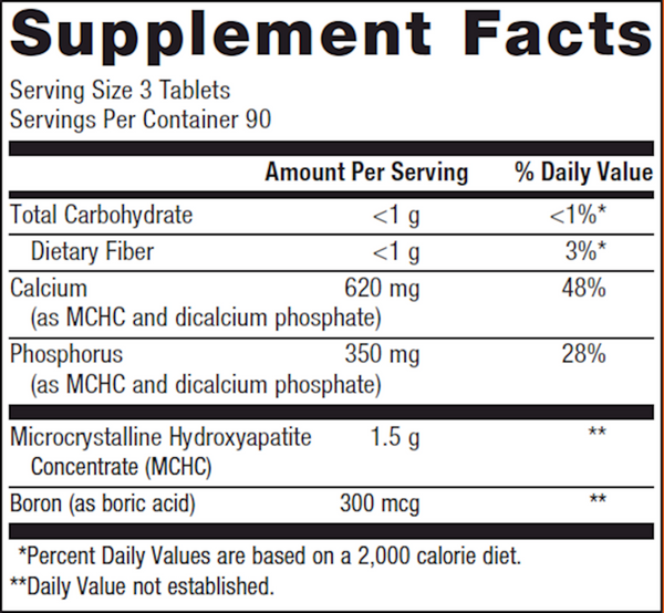Bone Builder with Boron Supplement Facts Label