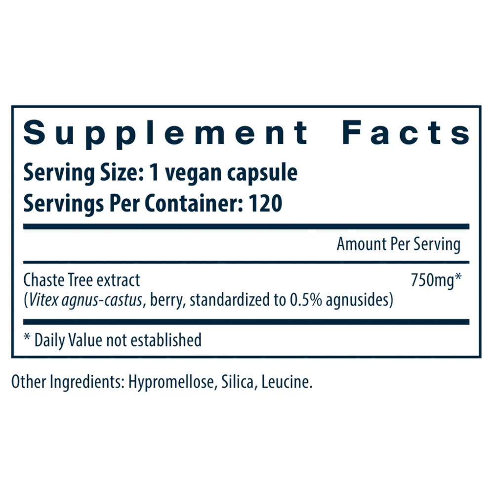 Vitex 750 Supplement Facts Label