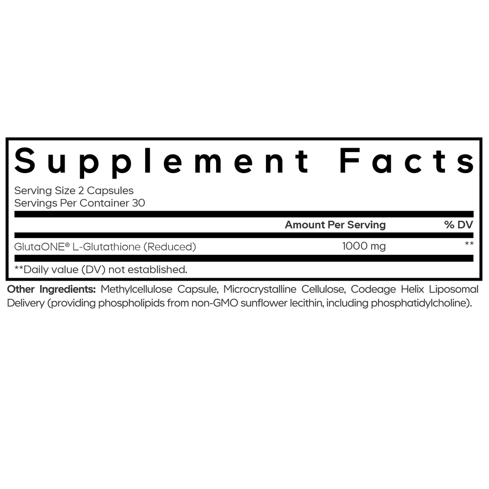 Liposomal Glutathione GlutaONE Supplement Facts Label