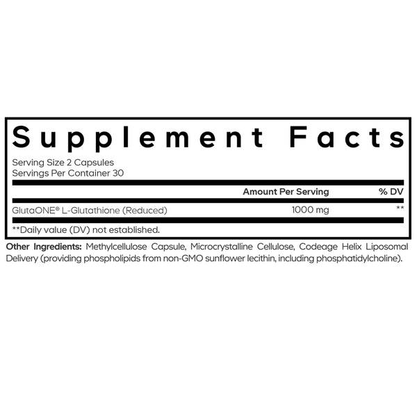 Liposomal Glutathione GlutaONE Supplement Facts Label
