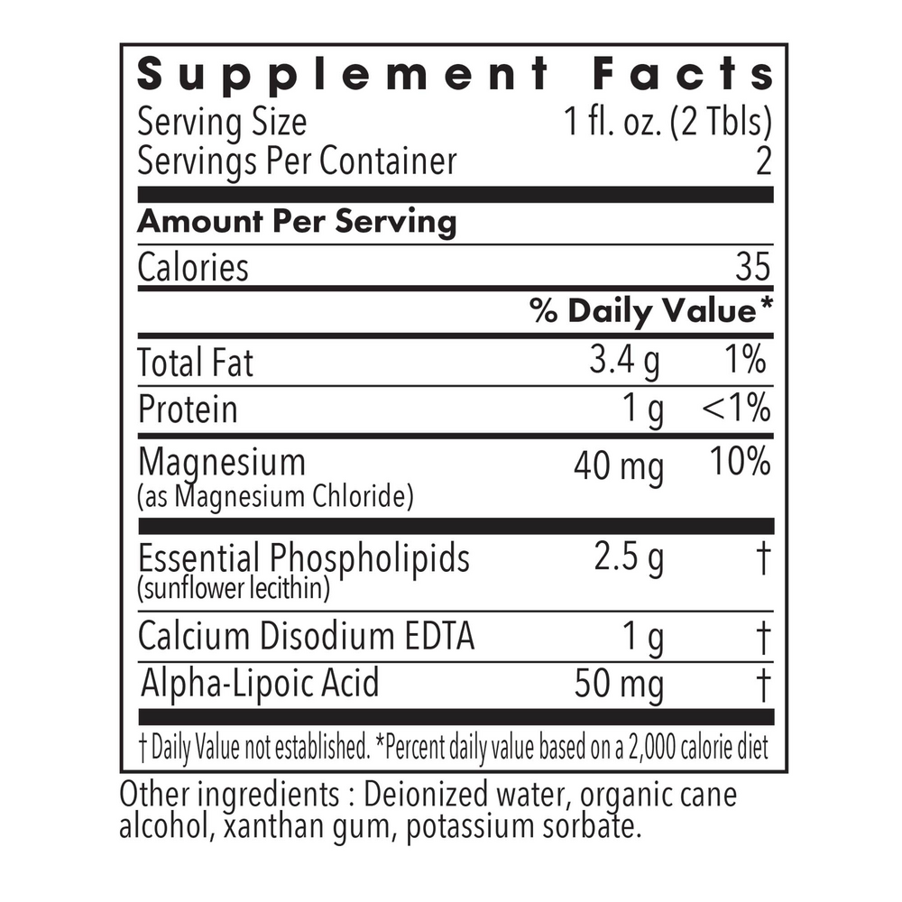 LipoPhos® EDTA Supplement Facts Label
