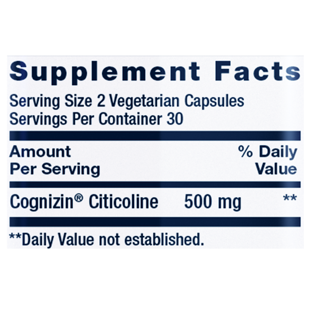Cognizin CDP-Choline Caps Supplement Facts Label