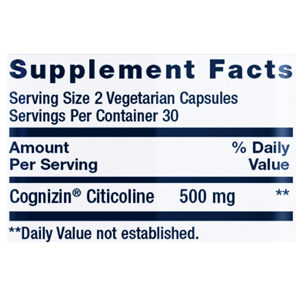 Cognizin CDP-Choline Caps Supplement Facts Label