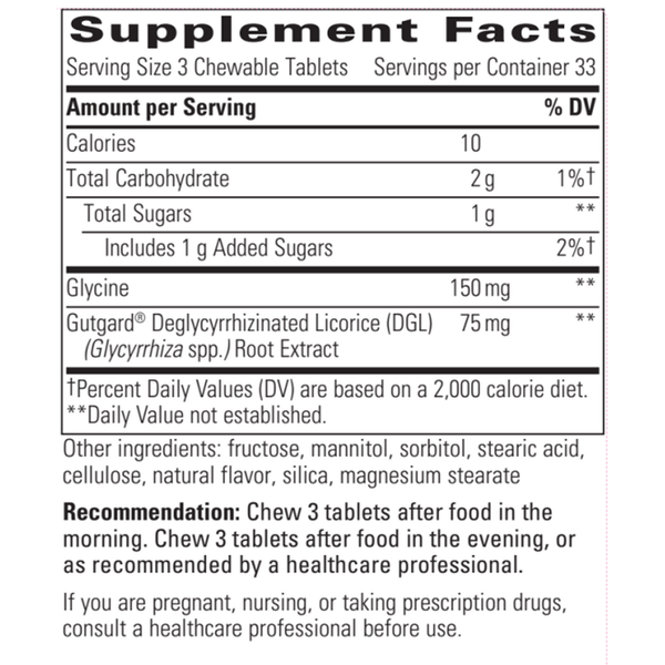 Rhizinate Deglycyrrhizinated Licorice Original Supplement Facts Label