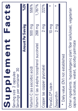 EyeProtect Basics without zinc Supplement Facts Label
