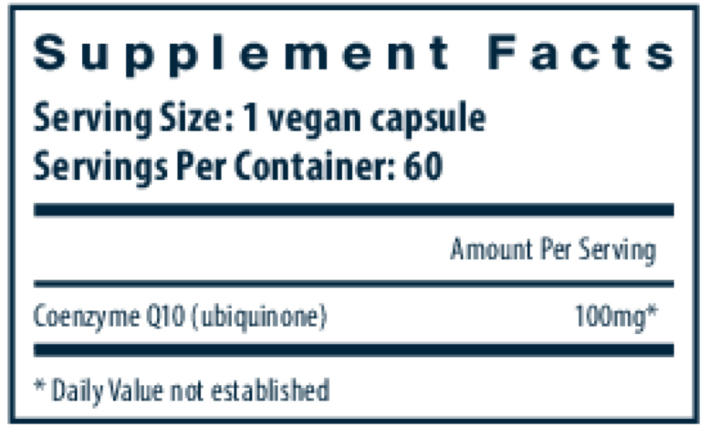 CoEnzyme Q10 100 mg Supplement Facts Label