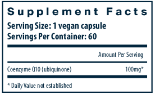 CoEnzyme Q10 100 mg Supplement Facts Label