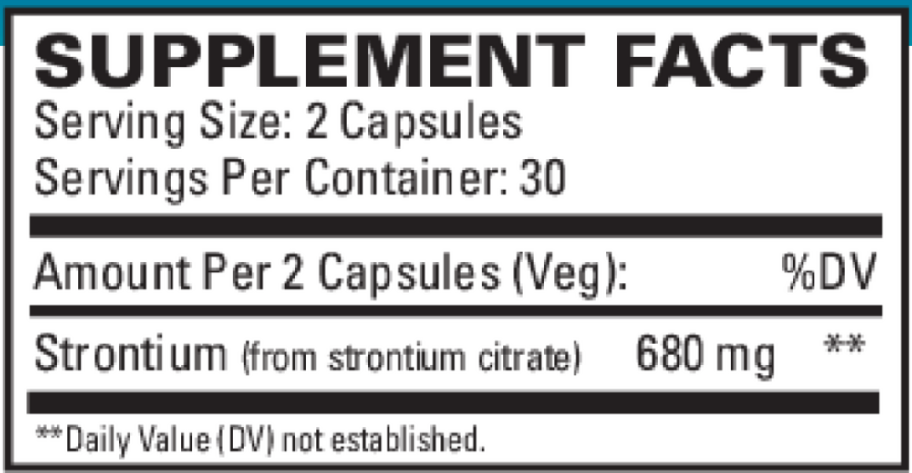 Strontium Supplement Facts Label
