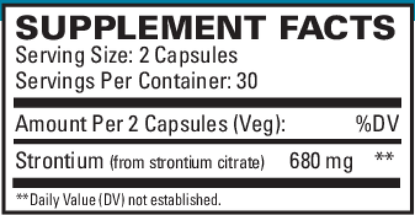 Strontium Supplement Facts Label