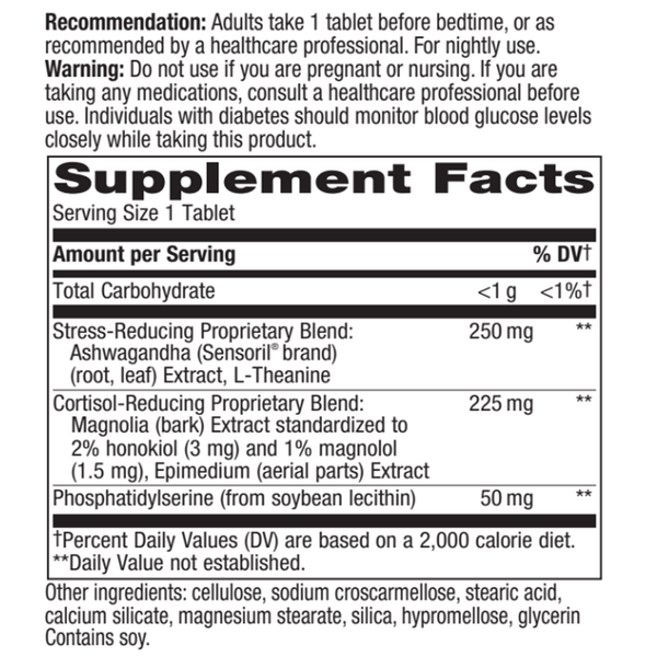 Sleep Tonight! Supplement Facts Label