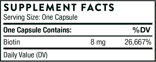Biotin Supplement Facts Label