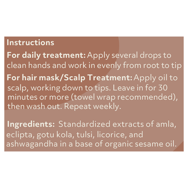 Rejuvenating Hair Oil Supplement Facts Label